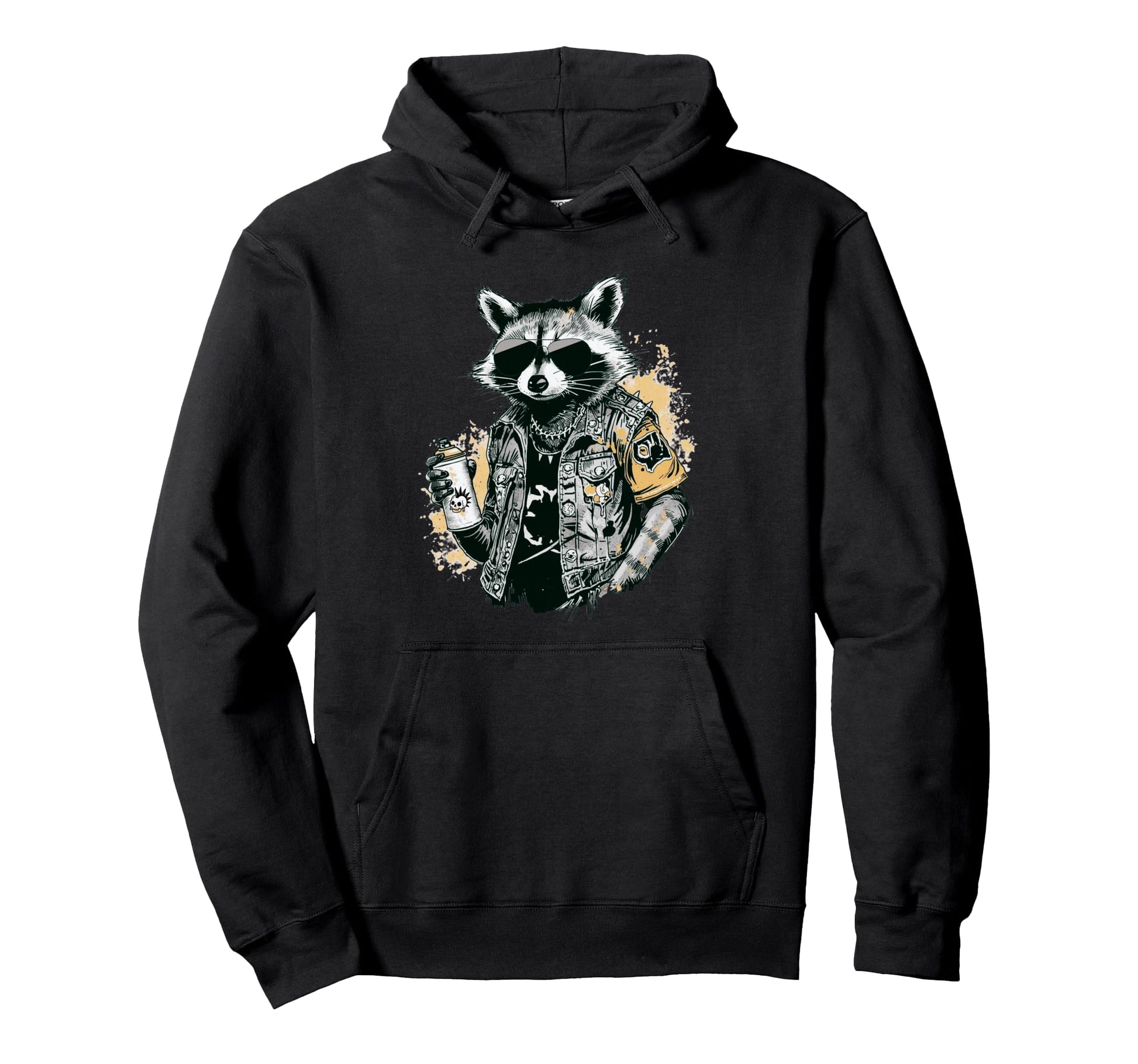 Grunge Rock Trash Panda Punk Raccoon Hoodie - Fun Novelty Design Unisex - T-Shirt, Sweatshirt, Hoodie