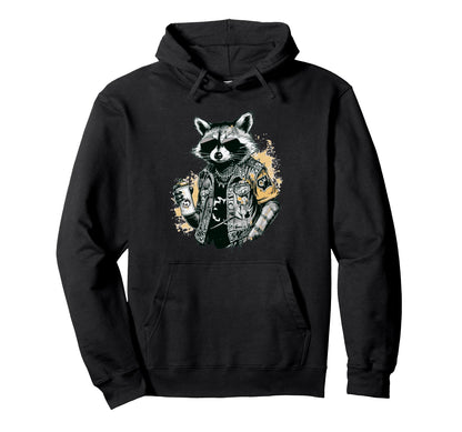 Grunge Rock Trash Panda Punk Raccoon Hoodie - Fun Novelty Design Unisex - T-Shirt, Sweatshirt, Hoodie