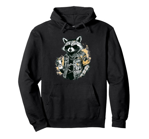 Grunge Rock Trash Panda Punk Raccoon Hoodie - Fun Novelty Design Unisex - T-Shirt, Sweatshirt, Hoodie
