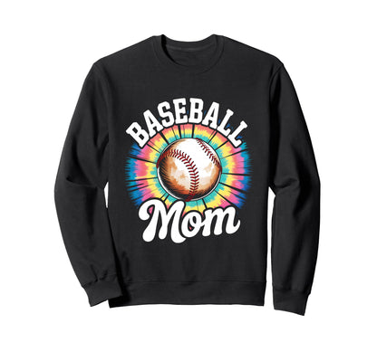 Baseball Mom Tie Dye Colorful Sweatshirt - Minimalist Print Unisex - T-Shirt, Sweatshirt, Hoodie
