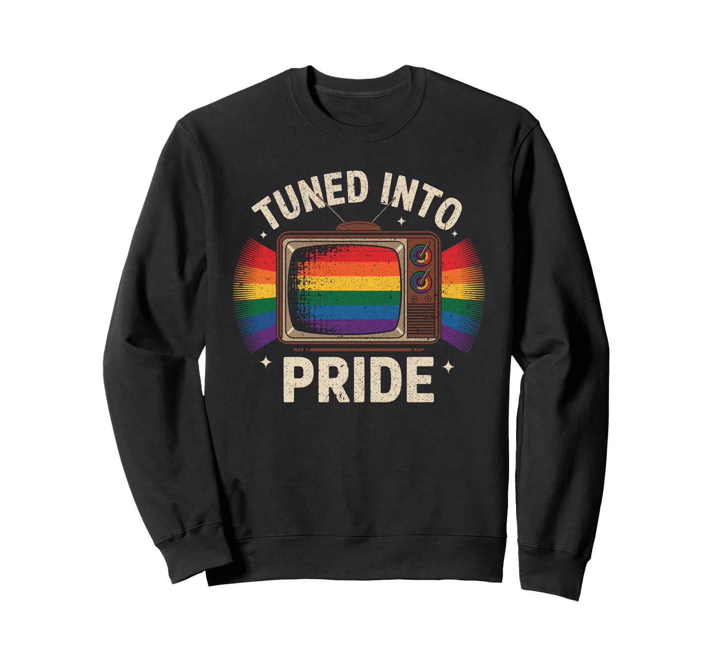 Tuned Into Pride Rainbow Lgbtq Tv Sweatshirt - Streetwear Style for Adults - T-Shirt, Sweatshirt, Hoodie