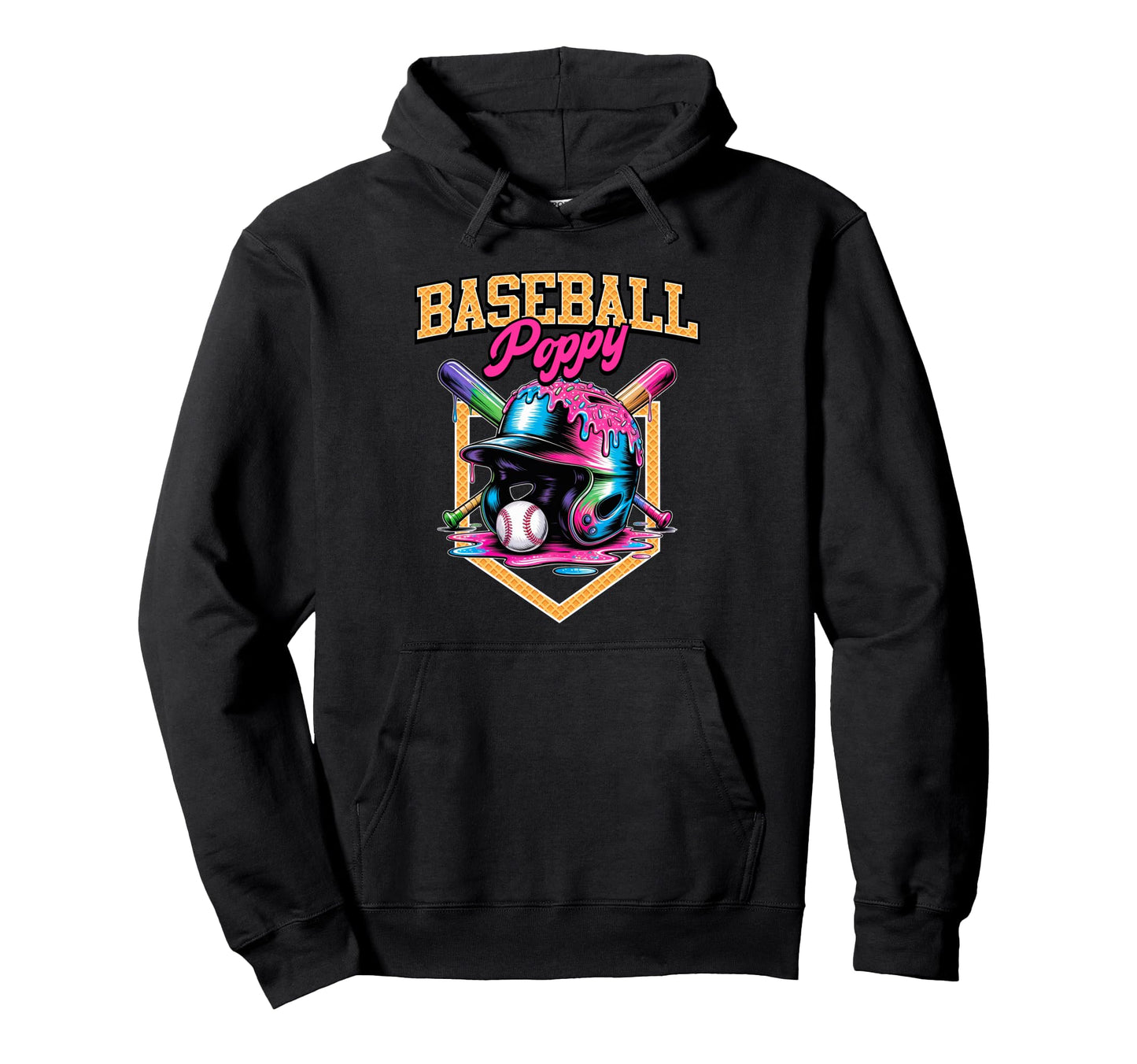 Baseball Poppy Tie Dye Baseball Drip Hoodie - Unique Graphic Men Women - T-Shirt, Sweatshirt, Hoodie