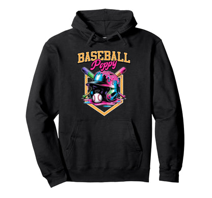 Baseball Poppy Tie Dye Baseball Drip Hoodie - Unique Graphic Men Women - T-Shirt, Sweatshirt, Hoodie