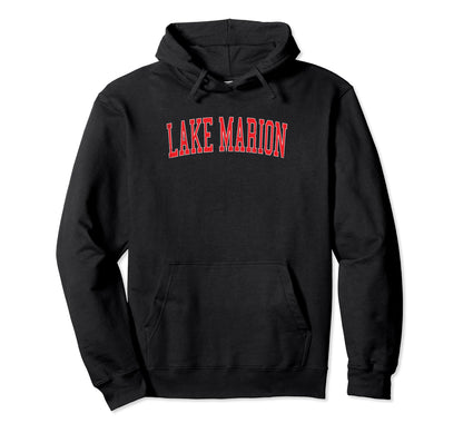 Lake Marion Distressed Red Varsity Hoodie - Casual Everyday Wear for Adults - T-Shirt, Sweatshirt, Hoodie