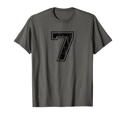 Number 7 Seven Varsity Distressed Sport T-Shirt - Minimalist Print Unisex - T-Shirt, Sweatshirt, Hoodie