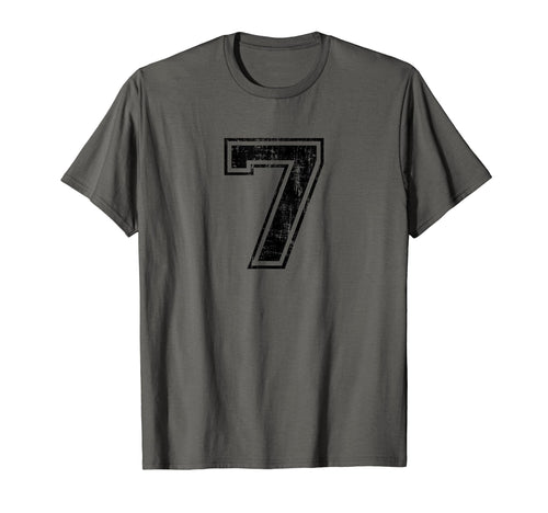 Number 7 Seven Varsity Distressed Sport T-Shirt - Minimalist Print Unisex - T-Shirt, Sweatshirt, Hoodie
