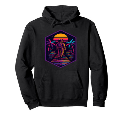 Vaporwave Astronaut Walking Into Hoodie - Custom Art Print Men Women - T-Shirt, Sweatshirt, Hoodie