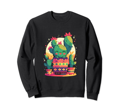 Cactus Serape Succulent Plant Cacti Sweatshirt - Graphic Print Men Women - T-Shirt, Sweatshirt, Hoodie
