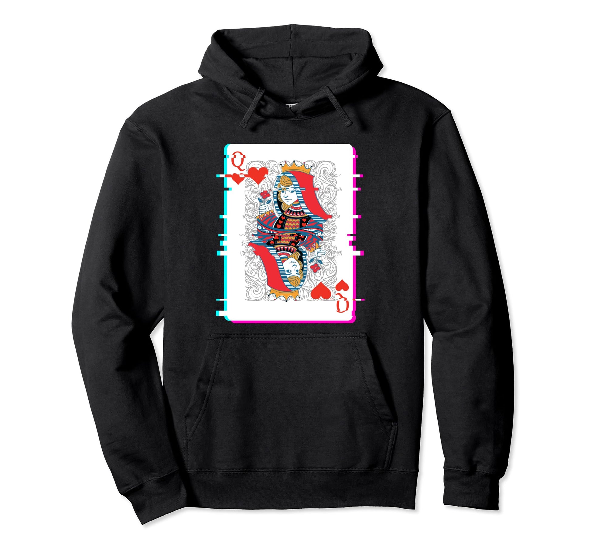 Vaporwave Checkers Glitch Poker Playing Hoodie - Graphic Print Men Women - T-Shirt, Sweatshirt, Hoodie