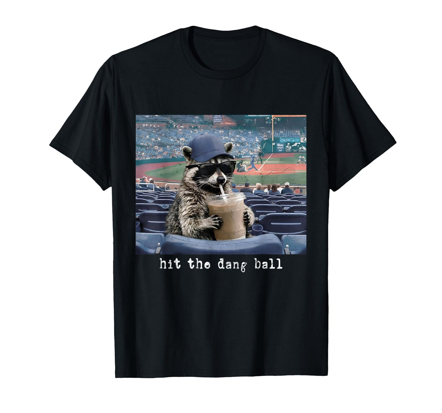 Hit Dang Ball Baseball Raccoon Meme Raccoon T-Shirt - Graphic Print Unisex - T-Shirt, Sweatshirt, Hoodie