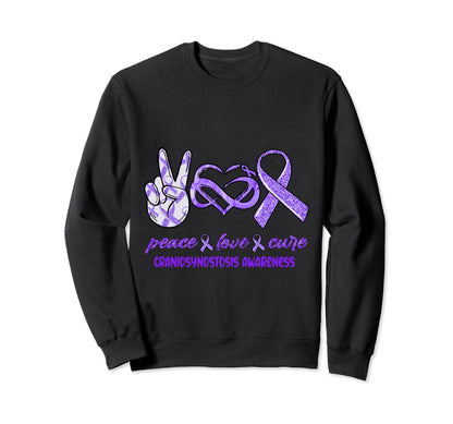 Peace Love Cure Craniosynostosis Sweatshirt - Novelty Apparel Men Women - T-Shirt, Sweatshirt, Hoodie