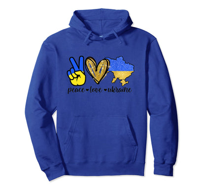 Peace Love Ukraine Ukrainian Flag I Hoodie - Fun Novelty Design for Adults - T-Shirt, Sweatshirt, Hoodie