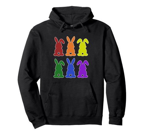Easter Bunny Trendy Rainbow Gay Pride Hoodie - Minimalist Print Unisex - T-Shirt, Sweatshirt, Hoodie