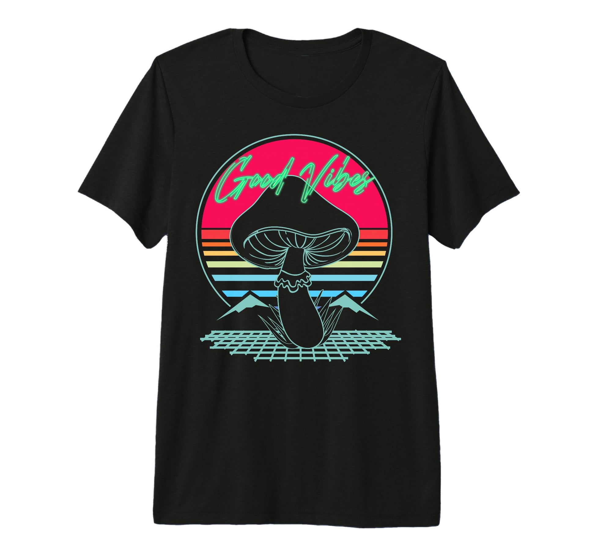 Good Vibez Mushroom Sunset Vaporwave T-Shirt - Novelty Apparel Men Women - T-Shirt, Sweatshirt, Hoodie