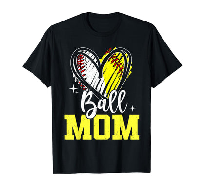 Ball Mom Softball Baseball Mom Both T-Shirt - Novelty Apparel Unisex - T-Shirt, Sweatshirt, Hoodie