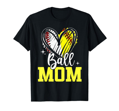 Ball Mom Softball Baseball Mom Both T-Shirt - Novelty Apparel Unisex - T-Shirt, Sweatshirt, Hoodie