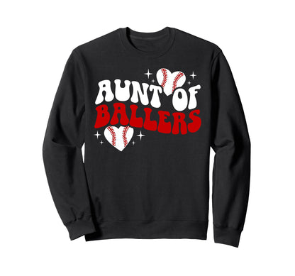 Aunt Ballers Baseball Aunt Sweatshirt - Custom Art Print for Adults - T-Shirt, Sweatshirt, Hoodie