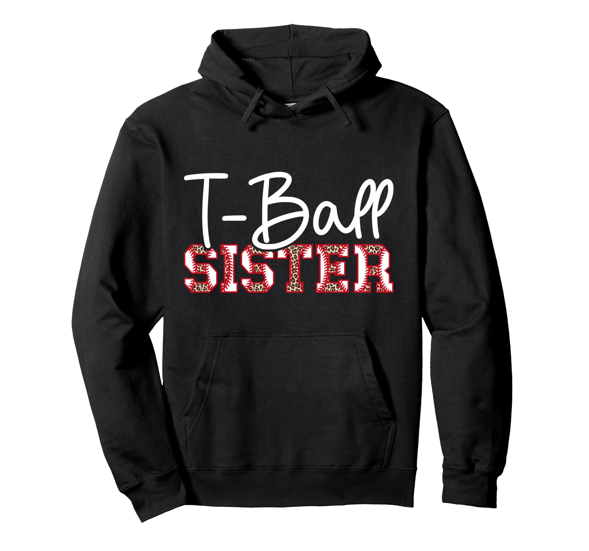 T Ball Sister Leopard Baseball T Ball Hoodie - Unique Graphic for Adults - T-Shirt, Sweatshirt, Hoodie