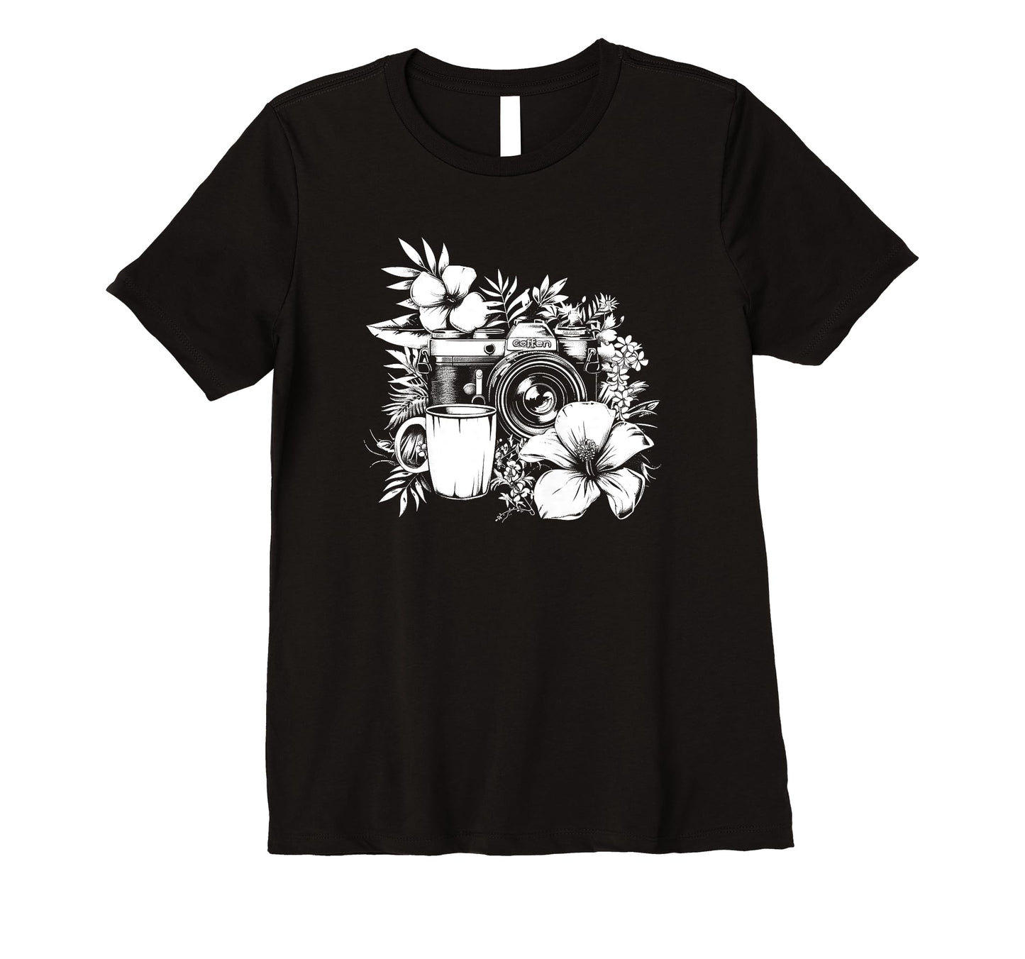 Womens Photographer Coffee Camera T-Shirt - Casual Everyday Wear Men Women - T-Shirt, Sweatshirt, Hoodie