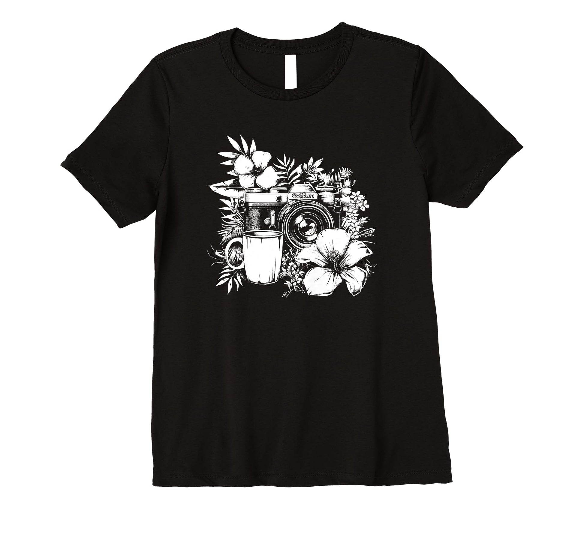Womens Photographer Coffee Camera T-Shirt - Casual Everyday Wear Men Women - T-Shirt, Sweatshirt, Hoodie
