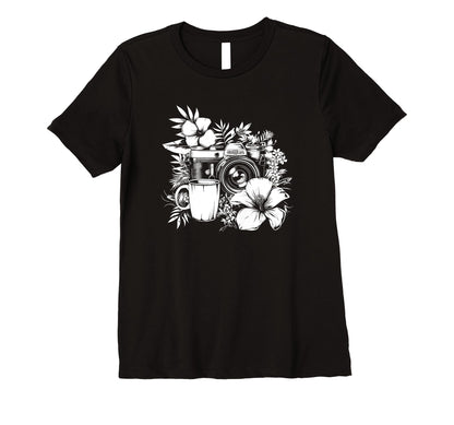 Womens Photographer Coffee Camera T-Shirt - Casual Everyday Wear Men Women - T-Shirt, Sweatshirt, Hoodie