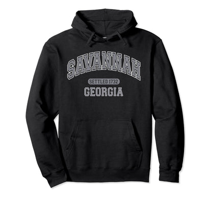 Savannah Georgia Sports Varsity Grey Hoodie - Trendy Graphic for Adults - T-Shirt, Sweatshirt, Hoodie