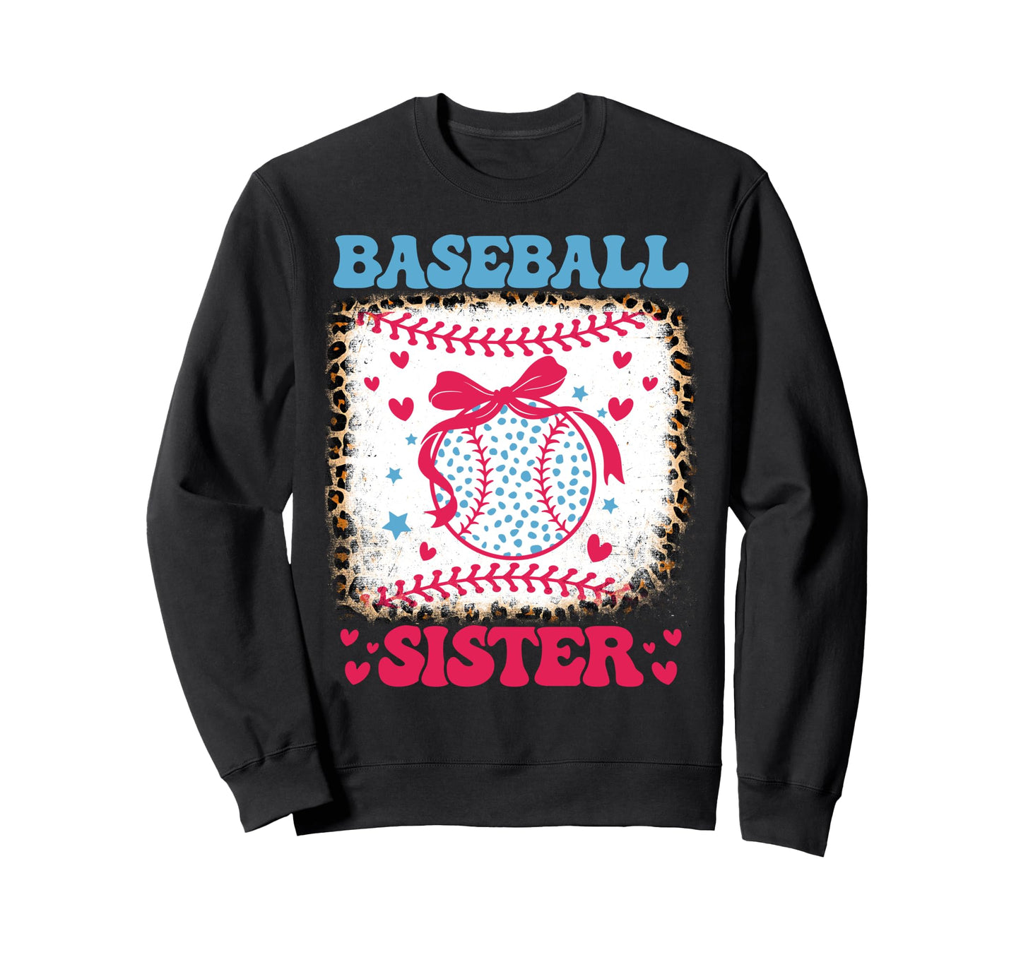 Baseball Sister Coquette Bow Cheer Game Sweatshirt - Unique Graphic Unisex - T-Shirt, Sweatshirt, Hoodie