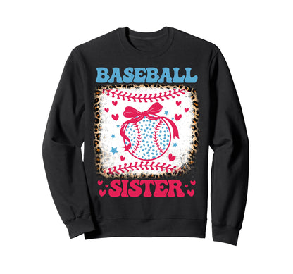 Baseball Sister Coquette Bow Cheer Game Sweatshirt - Unique Graphic Unisex - T-Shirt, Sweatshirt, Hoodie