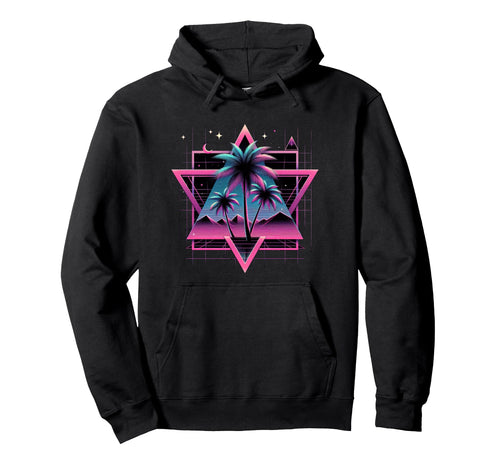 80S Vaporwave Aesthetic Palm Trees Hoodie - Fun Novelty Design Unisex - T-Shirt, Sweatshirt, Hoodie