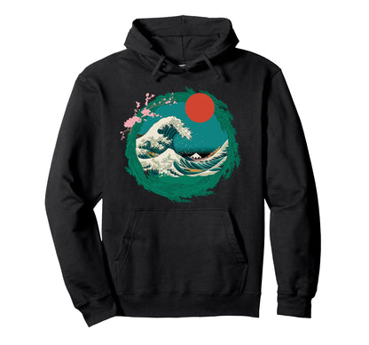 Big Wave Vaporwave Aesthetic 80S Hoodie - Fun Novelty Design for Adults - T-Shirt, Sweatshirt, Hoodie