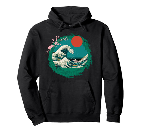 Big Wave Vaporwave Aesthetic 80S Hoodie - Fun Novelty Design for Adults - T-Shirt, Sweatshirt, Hoodie