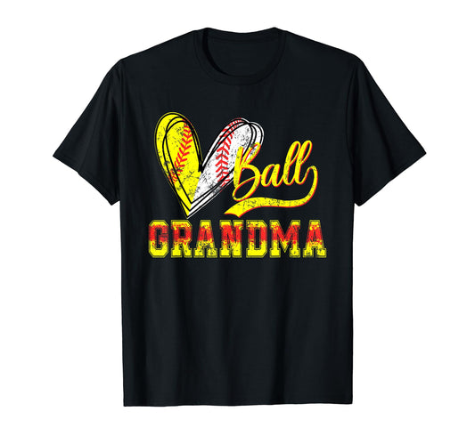 Ball Grandma Heart Baseball Softball T-Shirt - Custom Art Print Unisex - T-Shirt, Sweatshirt, Hoodie