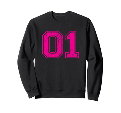 Number 01 Varsity Distressed Sweatshirt - Casual Everyday Wear for Adults - T-Shirt, Sweatshirt, Hoodie