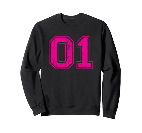Number 01 Varsity Distressed Sweatshirt - Casual Everyday Wear for Adults - T-Shirt, Sweatshirt, Hoodie