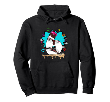 6Th Birthday Baseball Theme Hoodie - Fun Novelty Design Unisex - T-Shirt, Sweatshirt, Hoodie