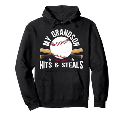 My Grandson Baseball Grandpa Baseball Hoodie - Graphic Print Men Women - T-Shirt, Sweatshirt, Hoodie