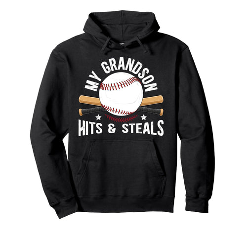 My Grandson Baseball Grandpa Baseball Hoodie - Graphic Print Men Women - T-Shirt, Sweatshirt, Hoodie