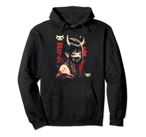Goth Grunge Demon Anime Waifu Horror Alt Hoodie - Graphic Print for Adults - T-Shirt, Sweatshirt, Hoodie