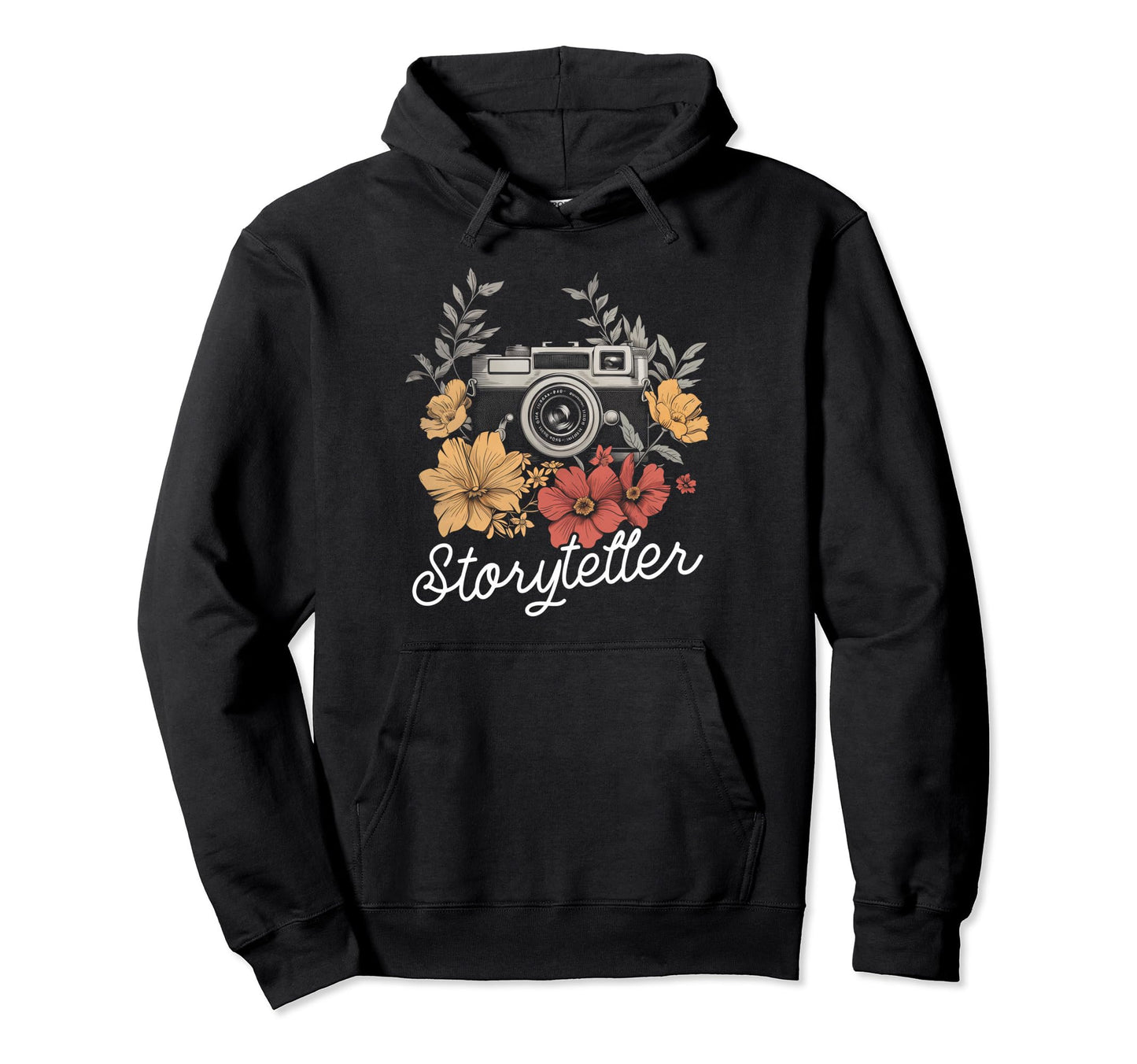 Photographer Storyteller Camera Flowers Hoodie - Fun Novelty Design Unisex - T-Shirt, Sweatshirt, Hoodie