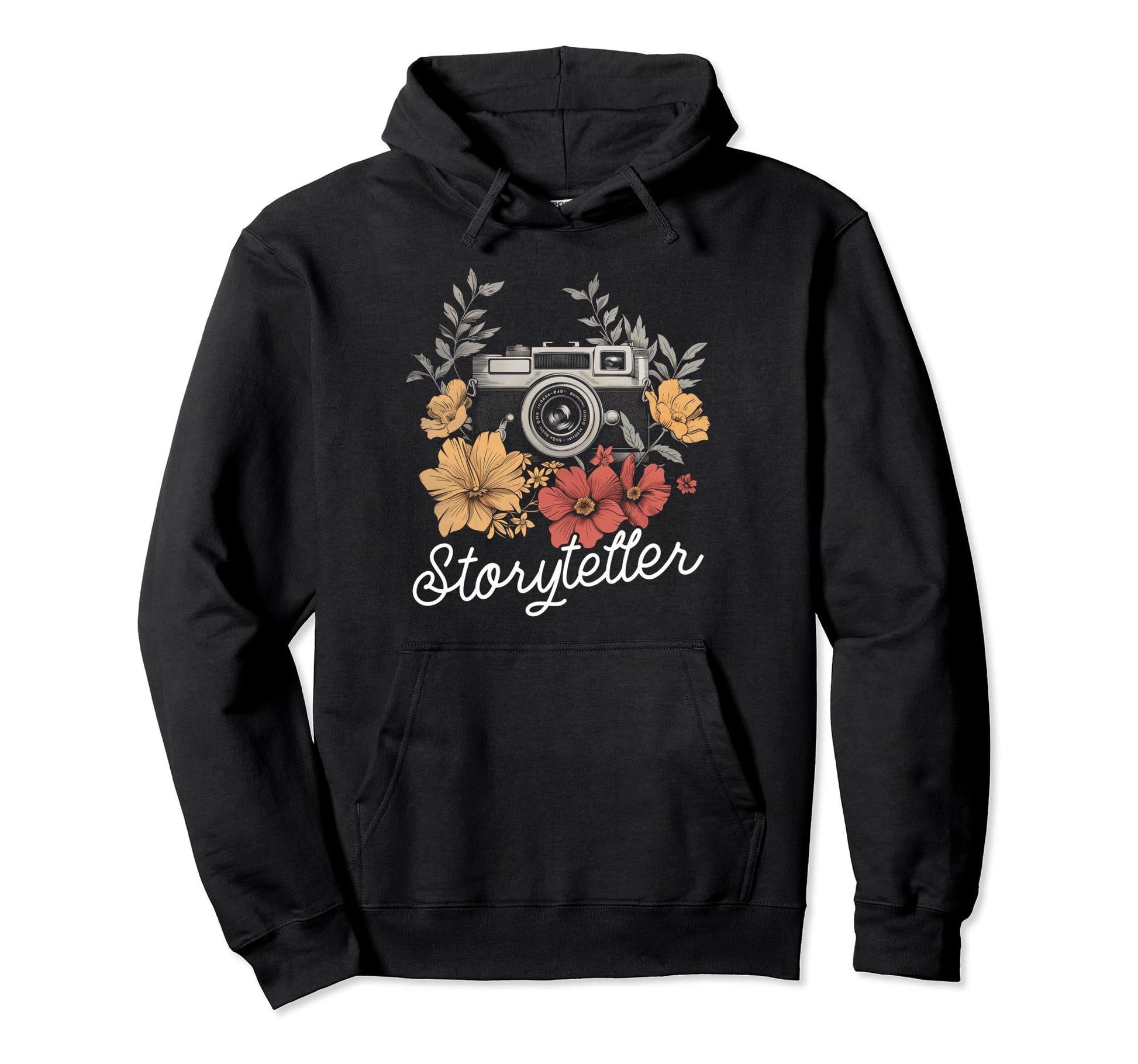 Photographer Storyteller Camera Flowers Hoodie - Fun Novelty Design Unisex - T-Shirt, Sweatshirt, Hoodie