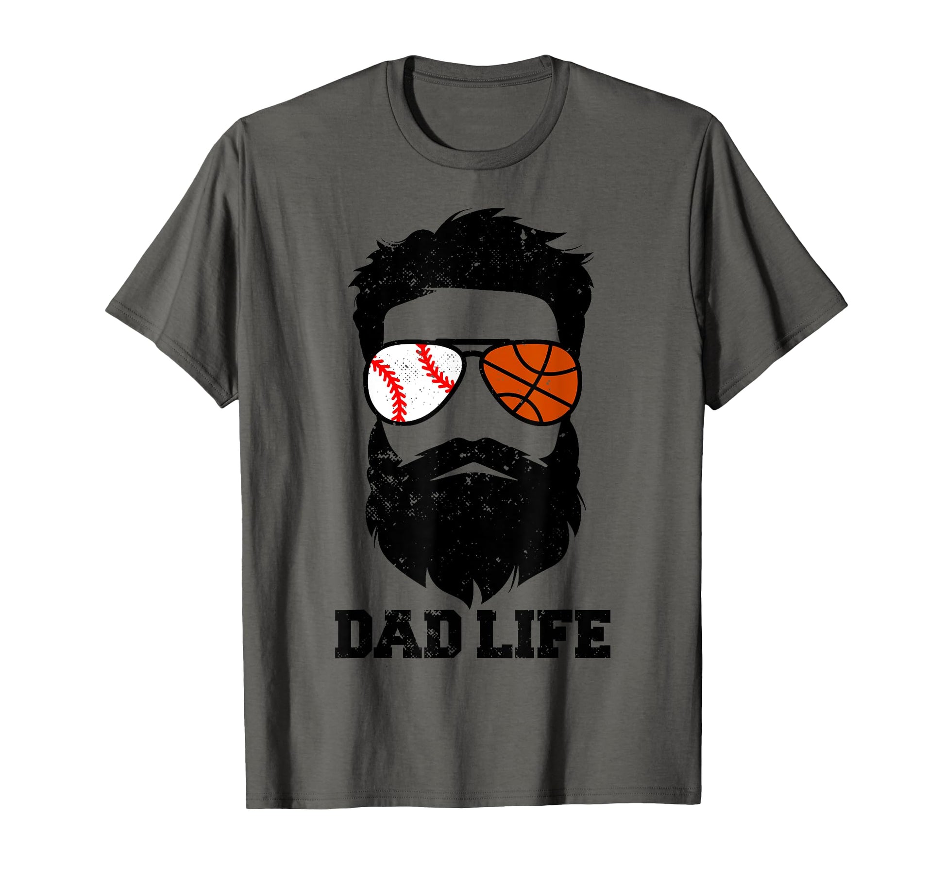 Baseball Basketball Dad Messy Hair Beard T-Shirt - Minimalist Print Unisex - T-Shirt, Sweatshirt, Hoodie