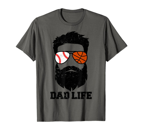 Baseball Basketball Dad Messy Hair Beard T-Shirt - Minimalist Print Unisex - T-Shirt, Sweatshirt, Hoodie