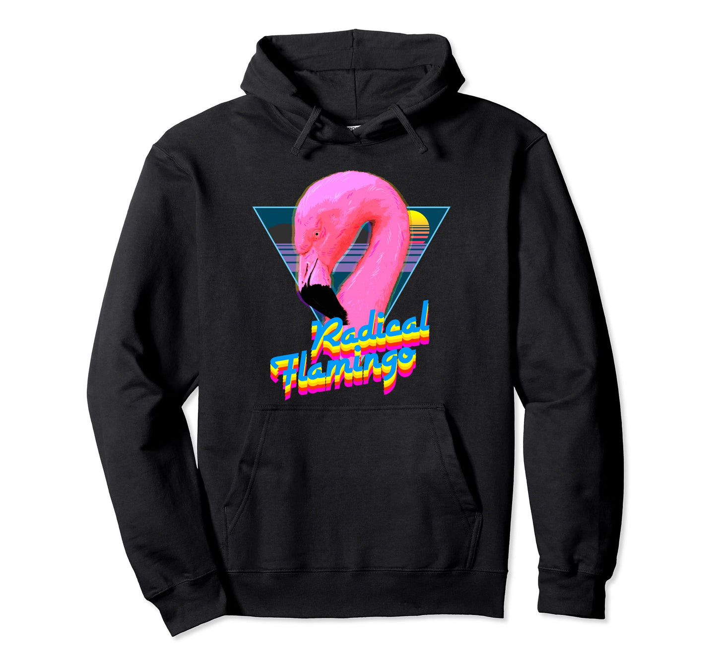 Radical Flamingo Synthwave Sunset 80S Hoodie - Novelty Apparel Men Women - T-Shirt, Sweatshirt, Hoodie