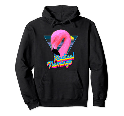 Radical Flamingo Synthwave Sunset 80S Hoodie - Novelty Apparel Men Women - T-Shirt, Sweatshirt, Hoodie