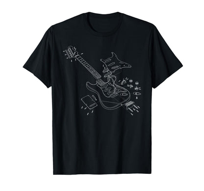 Rock Guitar Sketch Rock Music Lover T-Shirt - Casual Everyday Wear Unisex - T-Shirt, Sweatshirt, Hoodie