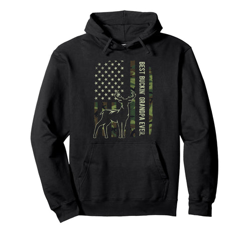 Best Buckin Grandpa Ever Camo American Flag Hoodie - Trendy Graphic Unisex - T-Shirt, Sweatshirt, Hoodie