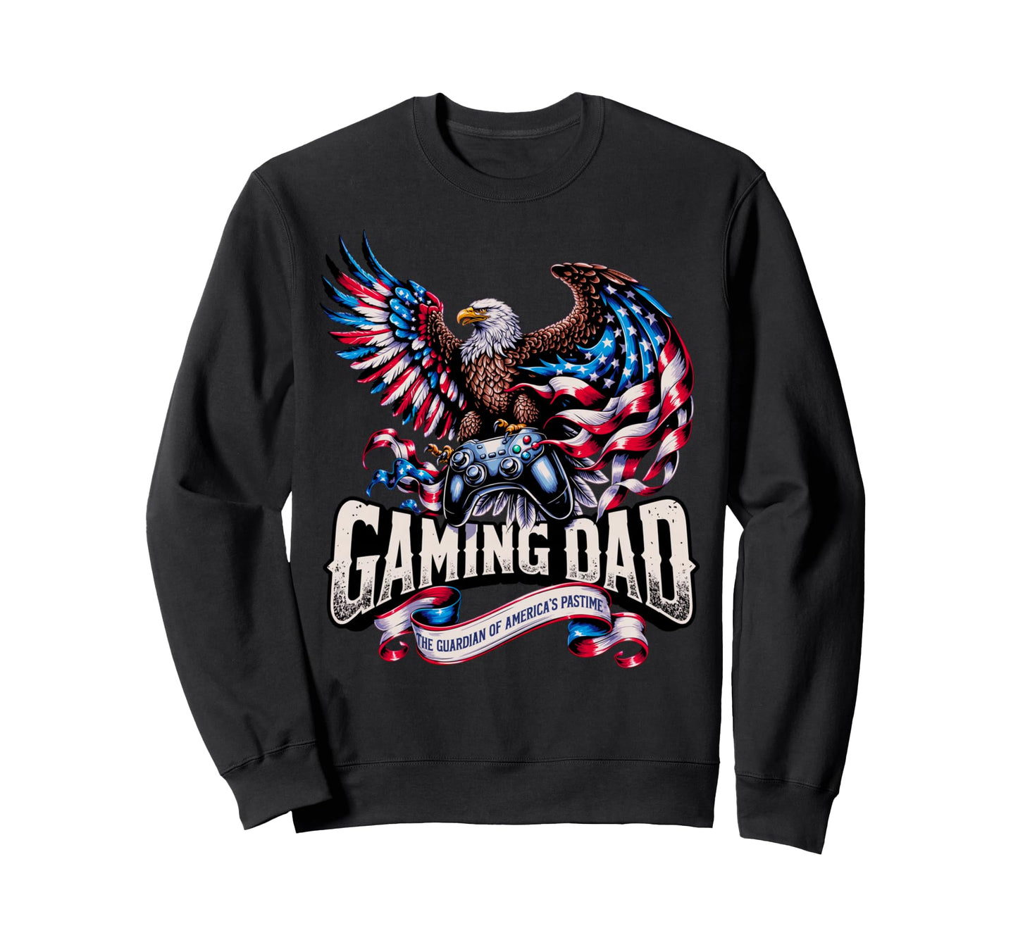 Gaming Dad American Flag Sweatshirt - Casual Everyday Wear for Adults - T-Shirt, Sweatshirt, Hoodie