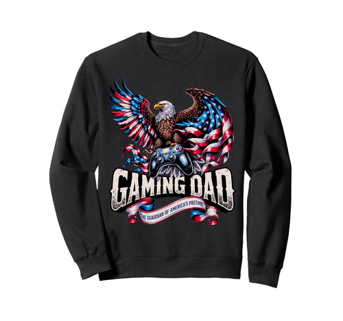 Gaming Dad American Flag Sweatshirt - Casual Everyday Wear for Adults - T-Shirt, Sweatshirt, Hoodie