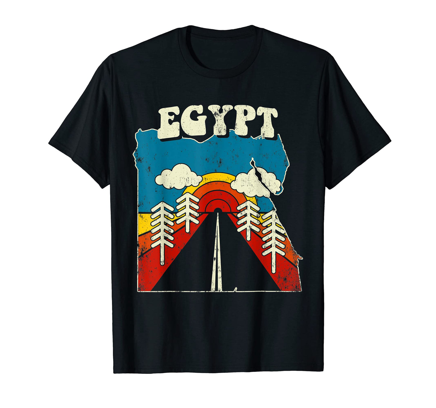 Egypt Egyptian Country Rainbow 70S Map T-Shirt - Novelty Apparel Unisex - T-Shirt, Sweatshirt, Hoodie