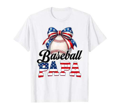 Baseball Papa American Flag Baseball T-Shirt - Custom Art Print Unisex - T-Shirt, Sweatshirt, Hoodie